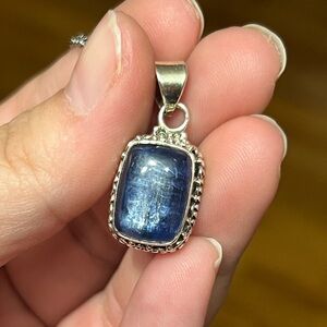 Elegant Blue Kyanite Sterling Silver Pendant